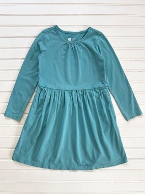 MAISONETTE PRIMARY VGUC Dusty Teal Cotton Long Sleeve Dress